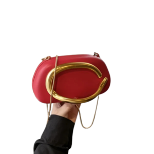 Elegant Vanity Box Bag in PU Leather with Chain - Metal Handle Clutch