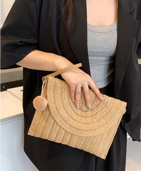 Handwoven Envelope Clutch Crossbody Bag